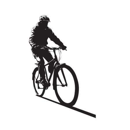 Cyclist on a walk. Vector illustration without AIのイラスト素材