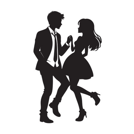 A girl and a guy are dancing. AI-free vector illustration.のイラスト素材