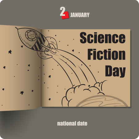 Album spread with a date in January - National Science Fiction Dayのイラスト素材
