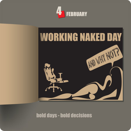 Album spread with a date in February - Working Naked Dayのイラスト素材