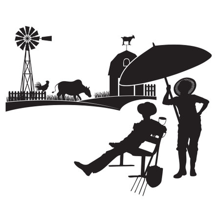 Farmers are resting and relaxing. Vector illustrationのイラスト素材