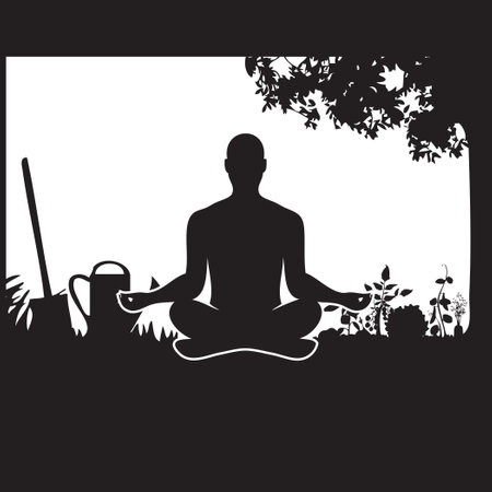 Improving well-being and strengthening health - Garden Meditationのイラスト素材