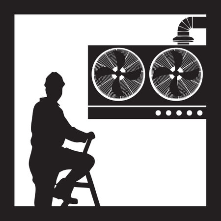 The specialist deals with HVAC Tech. Vector illustrationのイラスト素材