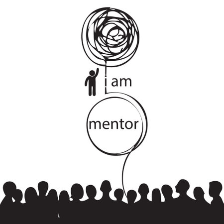 A mentor is an expert in his field who helps a less experienced personのイラスト素材