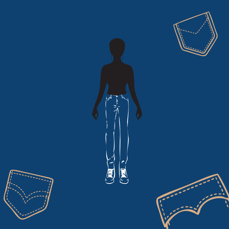 Popular and practical clothing jeans - Women in Blue Jeansのイラスト素材