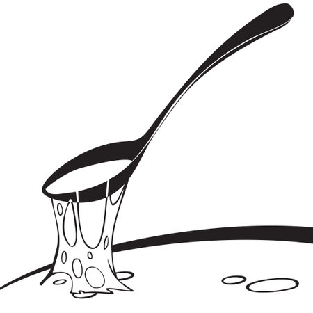 Spoon with sticky brew flowing downのイラスト素材