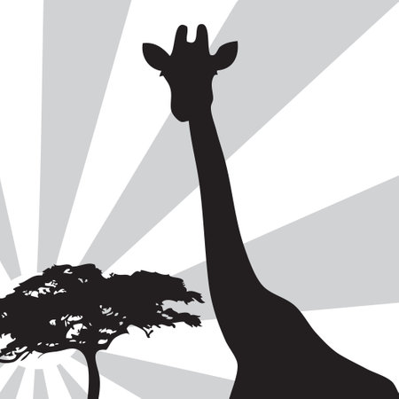 The top of the giraffe rises above the treeのイラスト素材