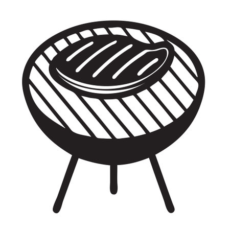 Silhouette of steak on grill grate. Vector illustration without AIのイラスト素材