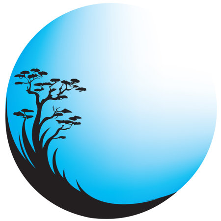 Plant symbol on blue sphere. Vector illustration.のイラスト素材