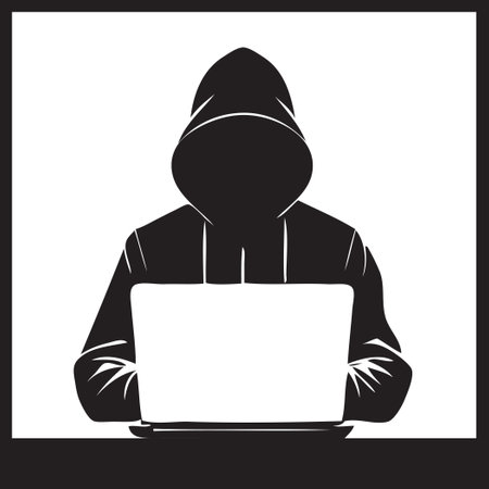 Illustration of a hacker at work. Vector illustration.
