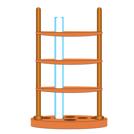 Wooden rack for laboratory test tubes. Vector illustrationのイラスト素材