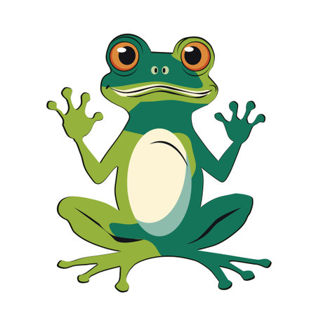 Classic cartoon funny frog. Vector illustrationのイラスト素材