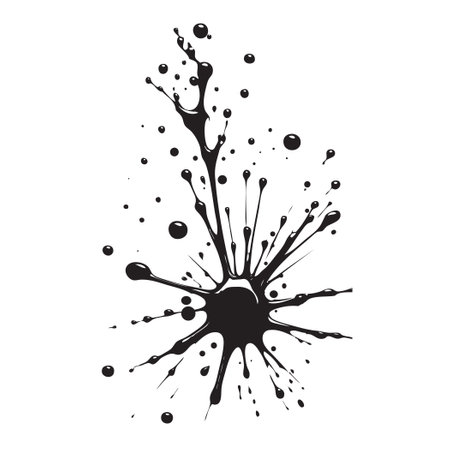 Spot with splashes flying in different directions. Vector illustrationのイラスト素材