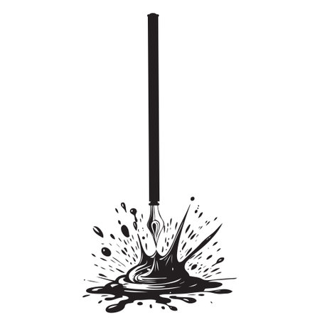 Old ink pen in a splash of ink. Vector illustrationのイラスト素材