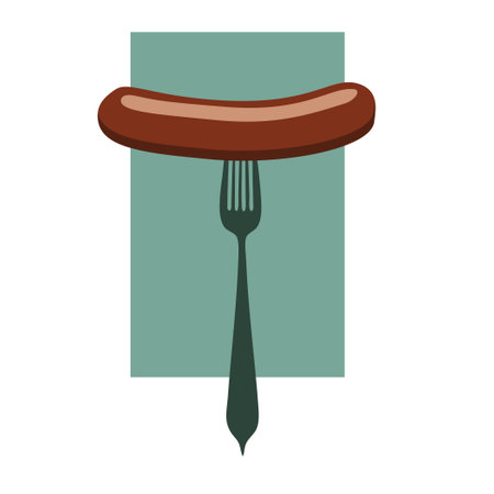 Poster sausage on fork. Vector illustrationのイラスト素材