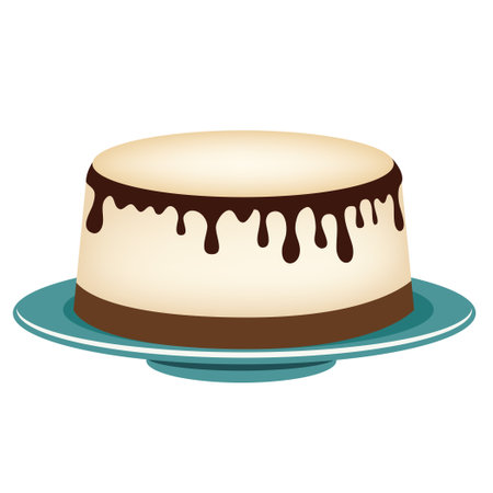 Cream cheese frosting on a classic cake. Vector illustration