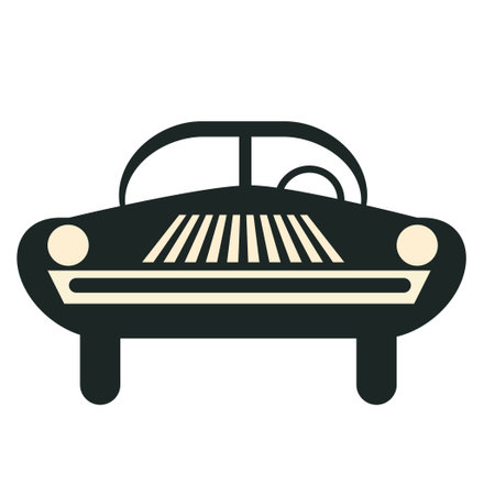 Old style car front view. Vector illustrationのイラスト素材