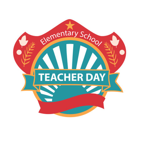 Sticker for the date Elementary School Teacher Day. Vector illustrationのイラスト素材