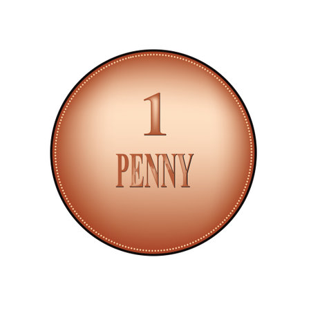 Copper one penny coin, vector illustration
