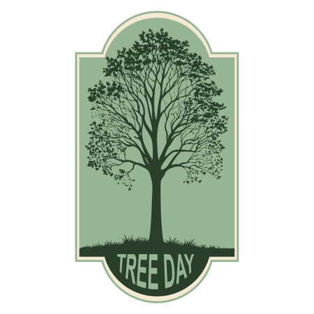 Label for Tree Day celebration, vector illustrationのイラスト素材