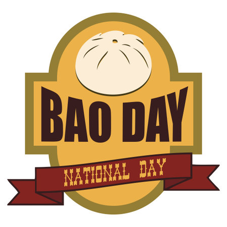 Commercial label for national dish Bao Day, vector illustrationのイラスト素材