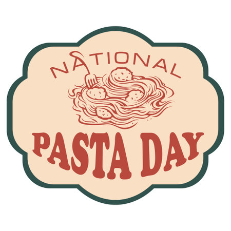 National Pasta Day sticker, vector illustrationのイラスト素材