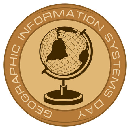 Geographic Information Systems Day round sticker, vector illustrationのイラスト素材
