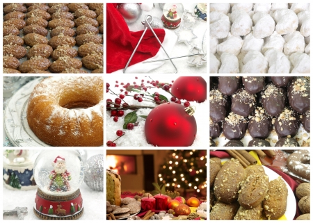 Collage of traditional Greek Christmas sweetsの写真素材