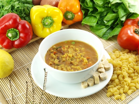 Bowl of a minestrone soupの写真素材