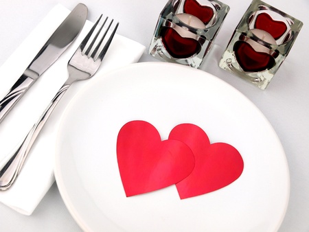 Inviting table for romantic mealの写真素材