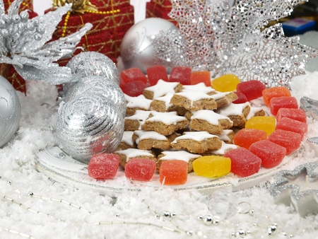 The Christmas sweets on the tableの写真素材