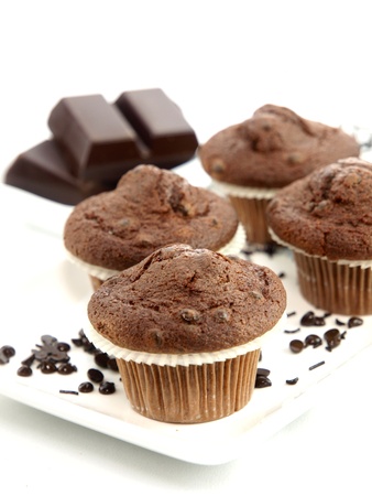 Fresh baked chocolate muffinsの写真素材