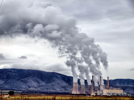 Smoking power station chimneys 