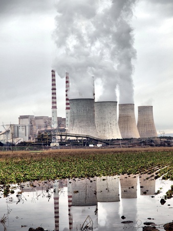 Smoking power station chimneys のeditorial素材