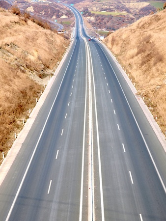 A long straight highway roadの写真素材