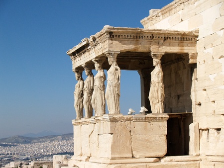  Caryatids at erechtheum of Parthenon at Athens, Greece の写真素材