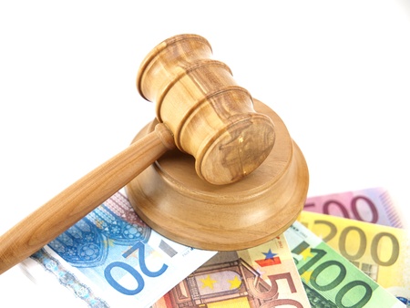 Auction gavel and money euro の写真素材
