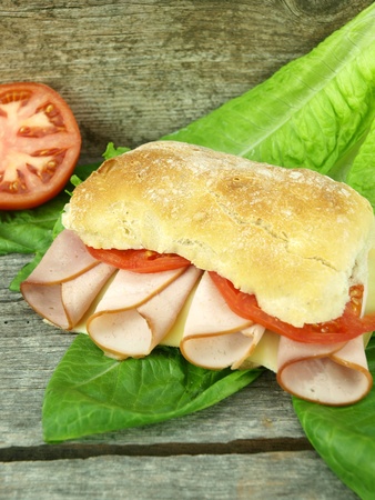 Turkey sandwich with cheese and vegetablesの写真素材