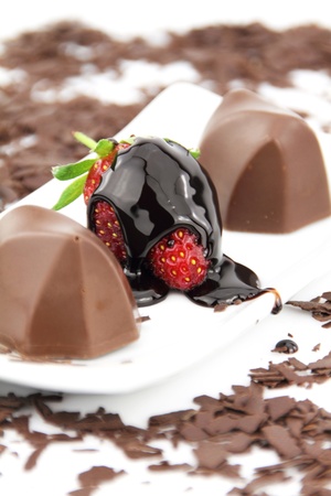  Chocolate, strawberry and grate of chocolateの写真素材