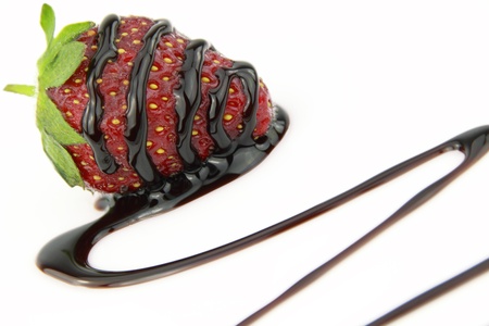 Sauce of chocolate covered strawberryの写真素材