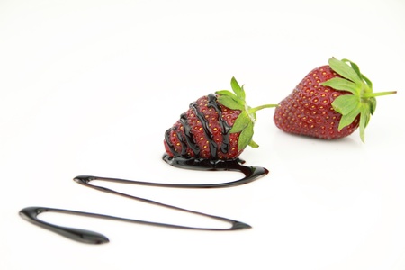 Sauce of chocolate covered strawberryの写真素材