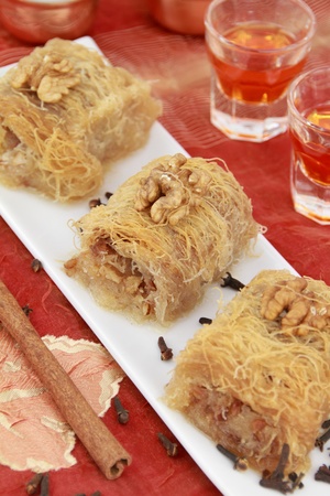 Traditional oriental dessert with syrup の写真素材