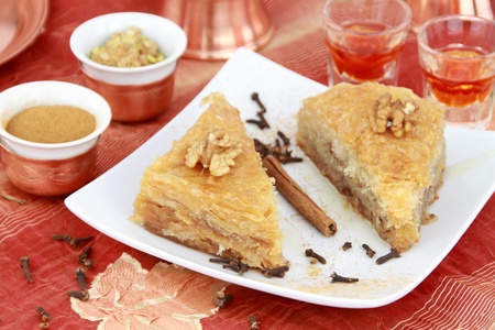Traditional oriental dessert with syrup の写真素材