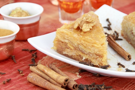Traditional oriental dessert with syrup の写真素材