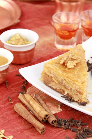 Traditional oriental dessert with syrup の写真素材