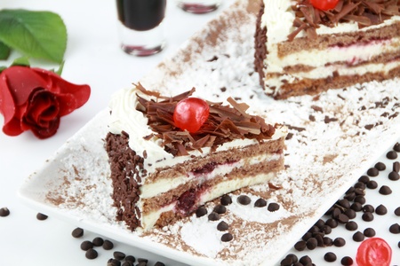 Black Forest, a traditional German cake with cherry liqueurの写真素材