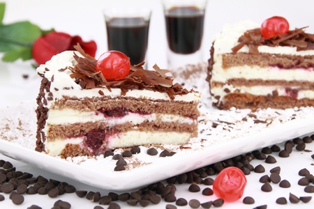 Black Forest, a traditional German cake with cherry liqueurの写真素材