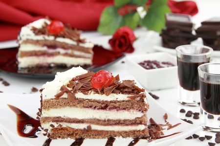 Black Forest, a traditional German cake with cherry liqueurの写真素材