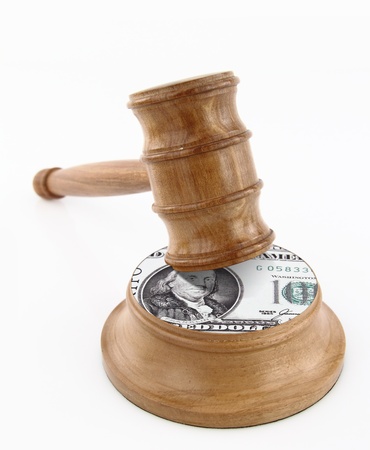 Auction gavel with dollar designの写真素材