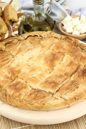 Homemade puff cheese pie with filo pastryの写真素材